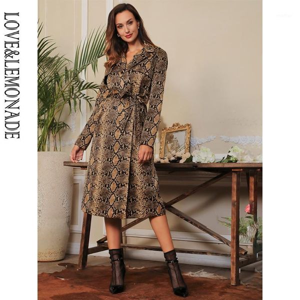 love&lemonade v-lapel double breasted snake print belts fitted windbreakerlm81483-11, Tan;black
love&lemonade v-lapel double breasted snake print belts fitted windbreakerlm81483-11, Tan;black