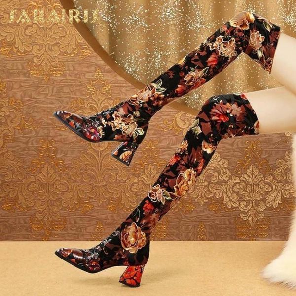 boots sarairis 2021 brand matrure pointed toe thick heels over the knee high woman shoes retro flower slip-on ladies, Black
boots sarairis 2021 brand matrure pointed toe thick heels over the knee high woman shoes retro flower slip-on ladies, Black