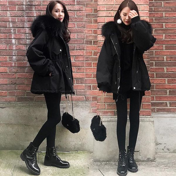 2021 new coat winter women's thickened hair cotton padded jacket women collar short and medium length cotton padded1, Black
2021 new coat winter women's thickened hair cotton padded jacket women collar short and medium length cotton padded1, Black