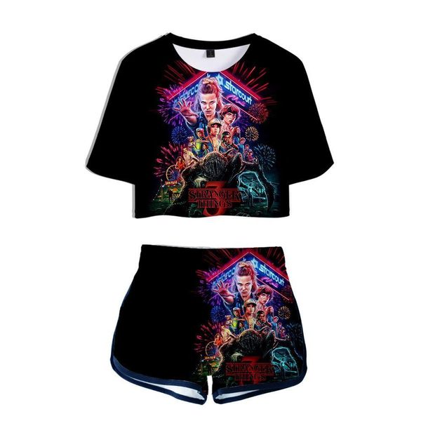 tv series stranger things season 3 two piece set women girls new fashion print stranger things dew navel short t-shirt pants, White
tv series stranger things season 3 two piece set women girls new fashion print stranger things dew navel short t-shirt pants, White