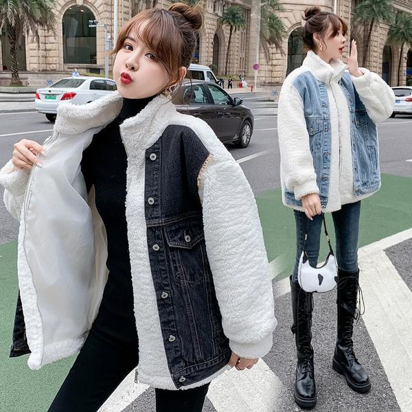 winter oversized patchwork denim motorcycle biker jackets warm winter luxury girls lamb wool coat 4d616, Black;brown
winter oversized patchwork denim motorcycle biker jackets warm winter luxury girls lamb wool coat 4d616, Black;brown