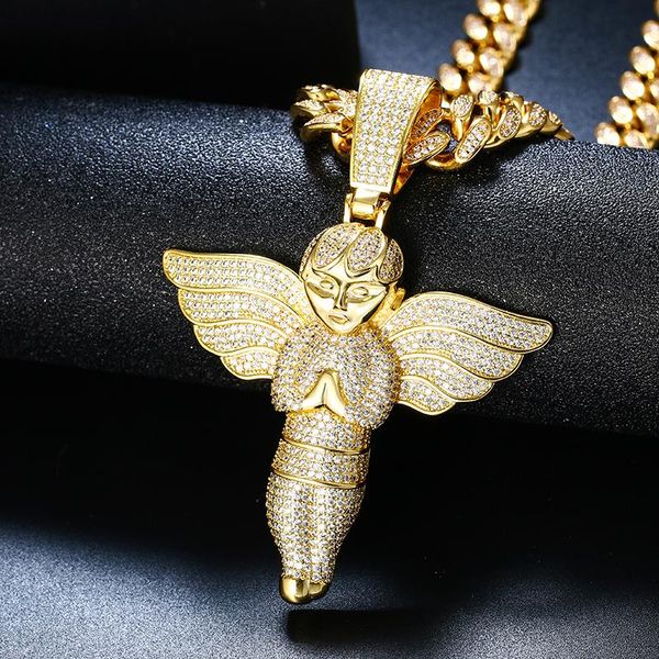chains design hip hop micro angel pendant necklace gold tone iced out crystal baby cherub charm, Silver
chains design hip hop micro angel pendant necklace gold tone iced out crystal baby cherub charm, Silver