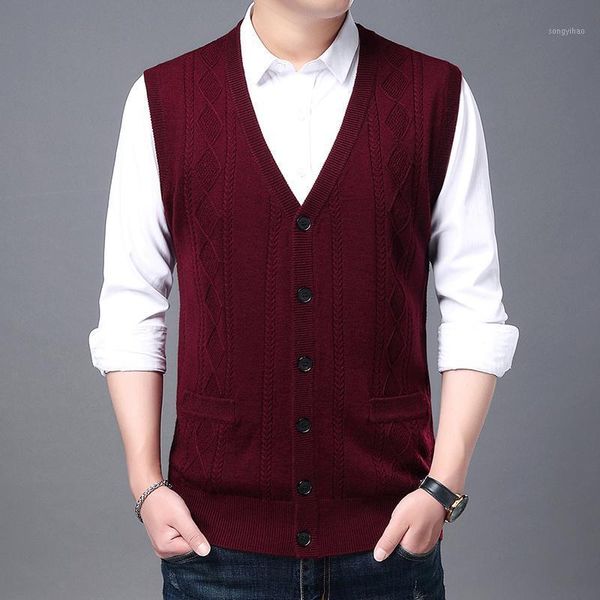 2021 new autum winter cool fashion brand knit v neck sweater vest korean cable knit men woolen casual mens clothing1, White;black
2021 new autum winter cool fashion brand knit v neck sweater vest korean cable knit men woolen casual mens clothing1, White;black