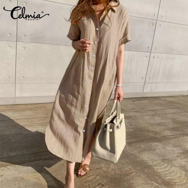 celmia women linen dress fashion short sleeve casual loose midi sundress robe 2021 summer vintage solid work vestidos plus size, Black;gray
celmia women linen dress fashion short sleeve casual loose midi sundress robe 2021 summer vintage solid work vestidos plus size, Black;gray