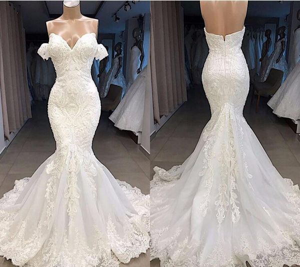 2021 elegant off shoulder mermaid wedding dresses vintage open back sweetheart bohemian bridal gown robe de mariee, White
2021 elegant off shoulder mermaid wedding dresses vintage open back sweetheart bohemian bridal gown robe de mariee, White
