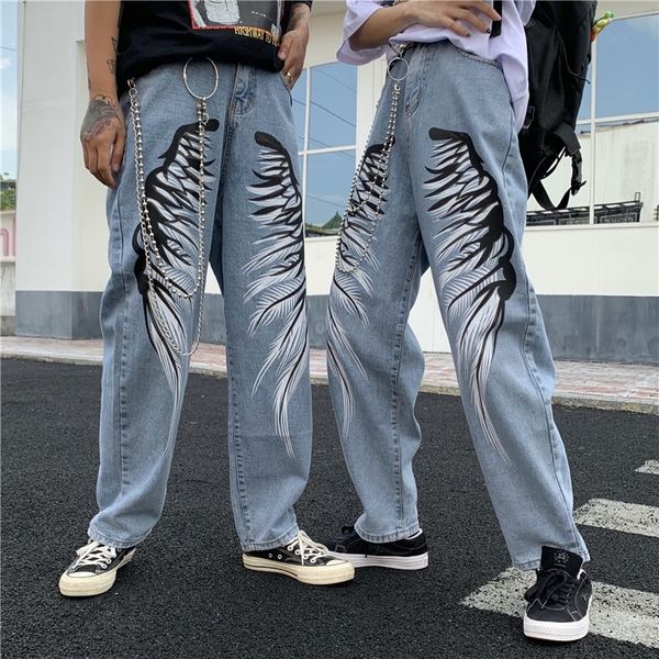 harajuku jeans women men feather wings printed denim pants vintage high waist straight jeans cowboy streetwear hipster 201029, Blue
harajuku jeans women men feather wings printed denim pants vintage high waist straight jeans cowboy streetwear hipster 201029, Blue