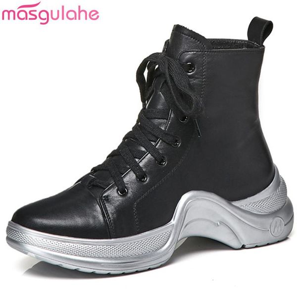 masgulahe 2020 fashion autumn winter boots round toe lace up ankle boots for women flat with platform genuine leather, Black
masgulahe 2020 fashion autumn winter boots round toe lace up ankle boots for women flat with platform genuine leather, Black