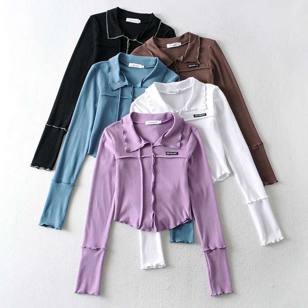 c639 wind ins minority design sense sewing stitching long sleeve t-shirt women's close copy lapel bottom top, Black;gray
c639 wind ins minority design sense sewing stitching long sleeve t-shirt women's close copy lapel bottom top, Black;gray