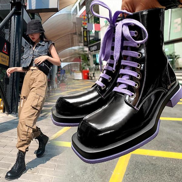 2020 spring and autumn new thick bottom lace-up square head boots leather candy color medium tube boots female x2341, Black
2020 spring and autumn new thick bottom lace-up square head boots leather candy color medium tube boots female x2341, Black