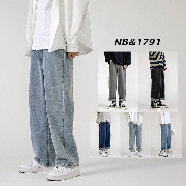 men's jeans korean wide-leg fashion solid color casual retro men streetwear loose hip-hop straight denim pants mens s-2xl, Blue
men's jeans korean wide-leg fashion solid color casual retro men streetwear loose hip-hop straight denim pants mens s-2xl, Blue