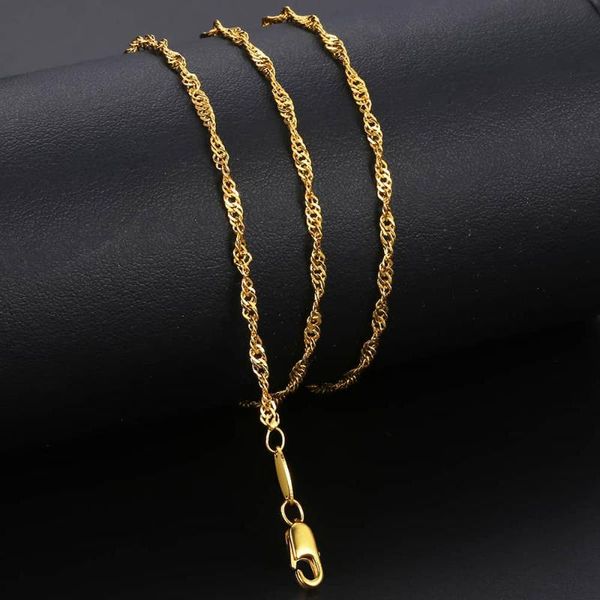 chic thin 2mm yellow gold color necklace for womens girs wave twisted link chain elegant fashion jewelry wholesale gn479, Silver
chic thin 2mm yellow gold color necklace for womens girs wave twisted link chain elegant fashion jewelry wholesale gn479, Silver