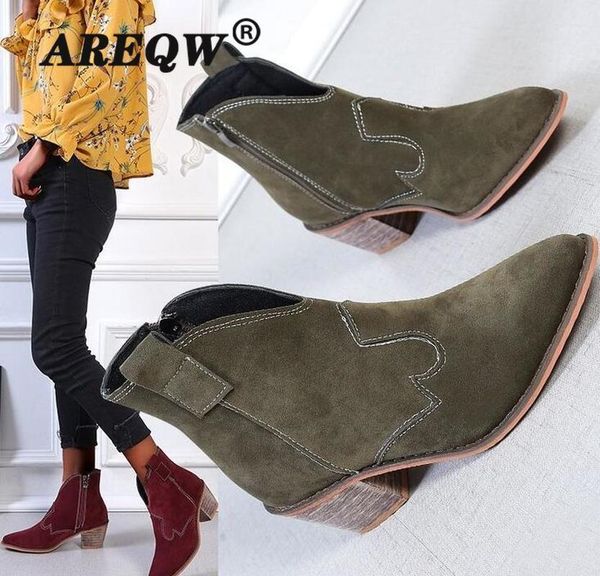 ankle boots women fall 2020 western cowboy boots pointed toe suede elegant shoes for female short footwear1, Black
ankle boots women fall 2020 western cowboy boots pointed toe suede elegant shoes for female short footwear1, Black