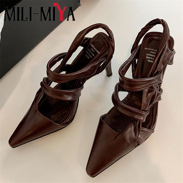 mili-miya brand design women genuine leather pointed toe sandals thin heels solid color dress party summer shoes for ladies, Black
mili-miya brand design women genuine leather pointed toe sandals thin heels solid color dress party summer shoes for ladies, Black