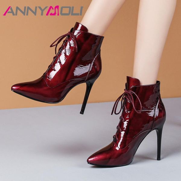 boots annymoli winter ankle women natural genuine leather thin heels short lace up super high heel shoes lady fall size 39, Black
boots annymoli winter ankle women natural genuine leather thin heels short lace up super high heel shoes lady fall size 39, Black