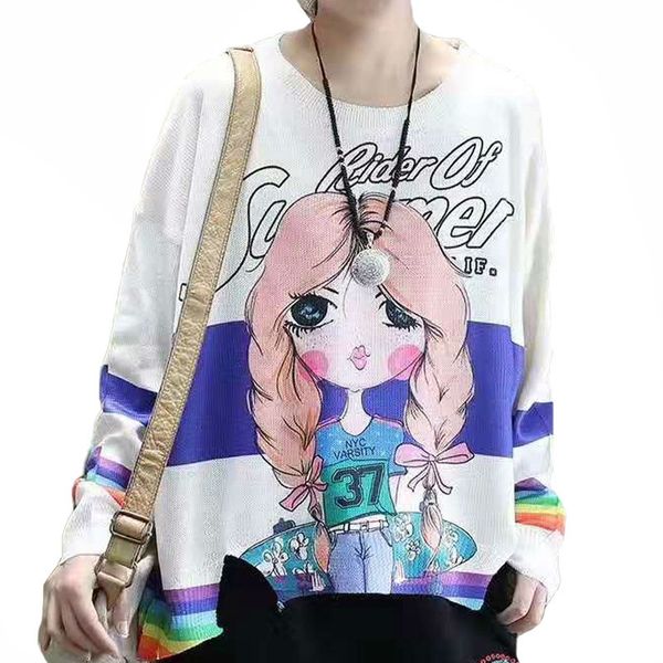 fashion ladies spring kawaii sweaters from cartoon women printed pullovers crocheted cotton jumpers new linen 6j27, White;black
fashion ladies spring kawaii sweaters from cartoon women printed pullovers crocheted cotton jumpers new linen 6j27, White;black