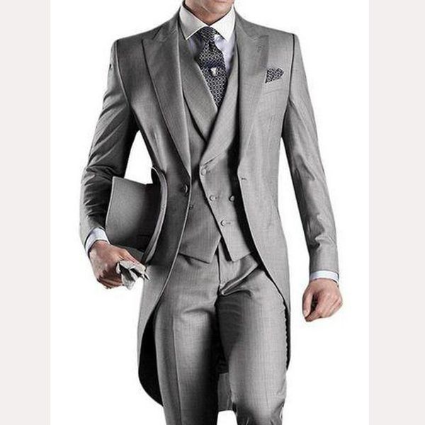 3 piece gray men tail coat with double breasted waistcoat slim fit wedding tuxedo for groom custom male fashion clothes set1, White;black
3 piece gray men tail coat with double breasted waistcoat slim fit wedding tuxedo for groom custom male fashion clothes set1, White;black