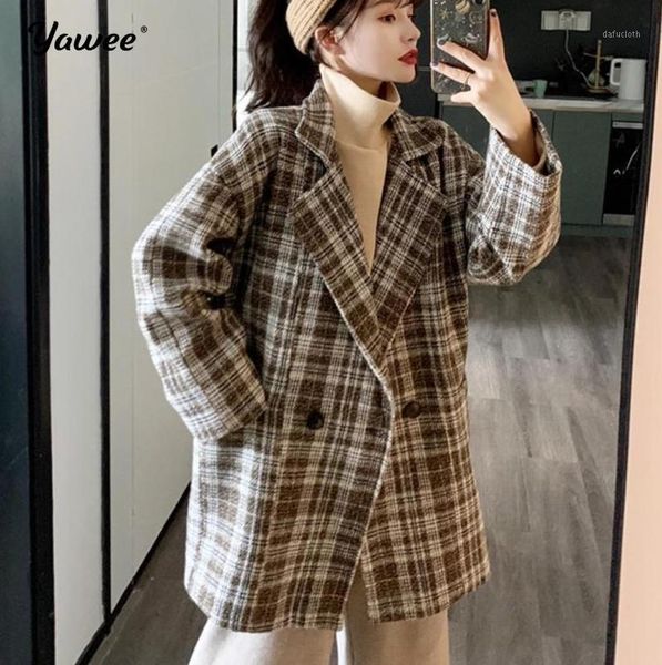 new 2020 autumn winter women's loose blazers pockets jackets england style vintage oversize lady plaid short 1, Black
new 2020 autumn winter women's loose blazers pockets jackets england style vintage oversize lady plaid short 1, Black