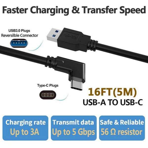 16ft(5m) usb 3.2 type-c to type-a cable oculus quest2 link compatible high speed data transfer fast charging normal-usb connection
16ft(5m) usb 3.2 type-c to type-a cable oculus quest2 link compatible high speed data transfer fast charging normal-usb connection