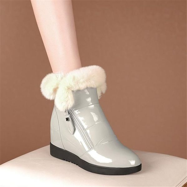 boots pxelena natural fur women snow genuine patent leather hidden wedge high heels winter warm thick plush shoes zipper, Black
boots pxelena natural fur women snow genuine patent leather hidden wedge high heels winter warm thick plush shoes zipper, Black