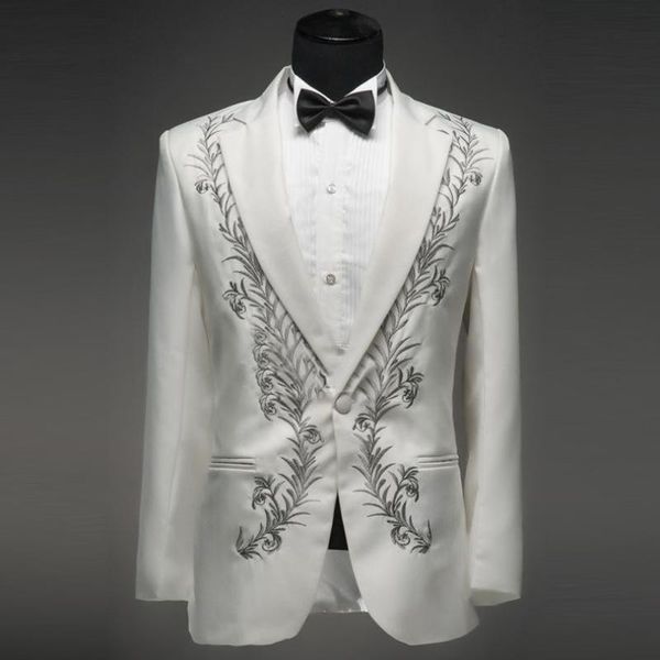 embroidered white one button men suits (jacket+pant) notch lapel costume homme plus size terno masculino latest designs, White;black
embroidered white one button men suits (jacket+pant) notch lapel costume homme plus size terno masculino latest designs, White;black