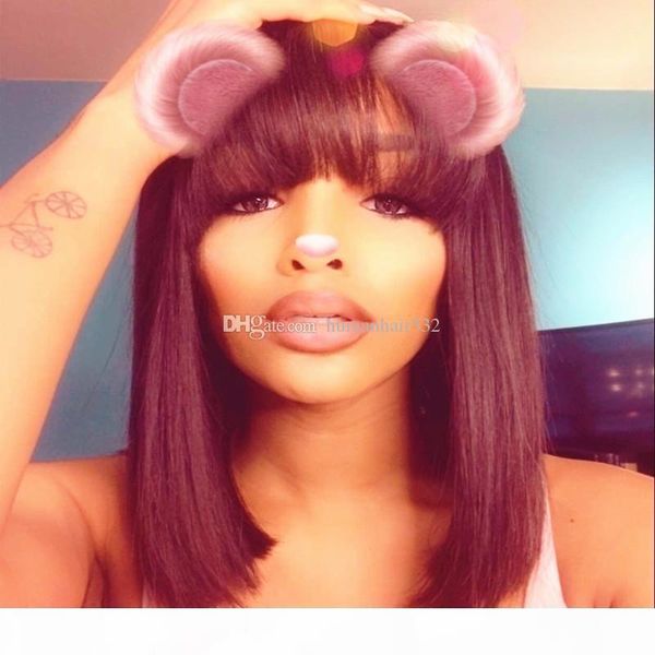 full lace wig with bangs bob color 99j malaysian virgin hair short cut lace front wig pre-plucked hairline with baby hair bleached knots, Black;brown
full lace wig with bangs bob color 99j malaysian virgin hair short cut lace front wig pre-plucked hairline with baby hair bleached knots, Black;brown