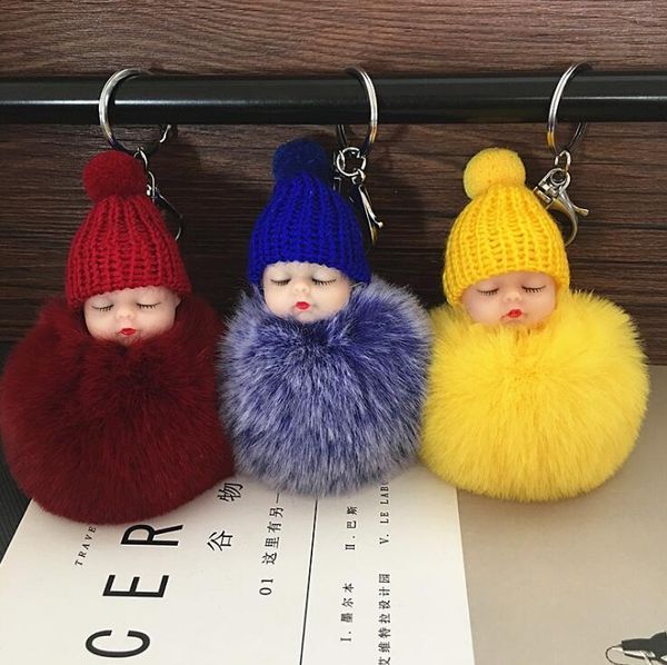 fur cute fluffy sleeping baby keychain pompom rabbit ball chain car women key holder bag pendant handbag keyring charm j, Silver 
fur cute fluffy sleeping baby keychain pompom rabbit ball chain car women key holder bag pendant handbag keyring charm j, Silver