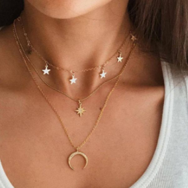 brling new 2020 fashion ins vintage chain pendant choker simple minority star moon alloy necklace for women girls gifts party, Golden;silver
brling new 2020 fashion ins vintage chain pendant choker simple minority star moon alloy necklace for women girls gifts party, Golden;silver