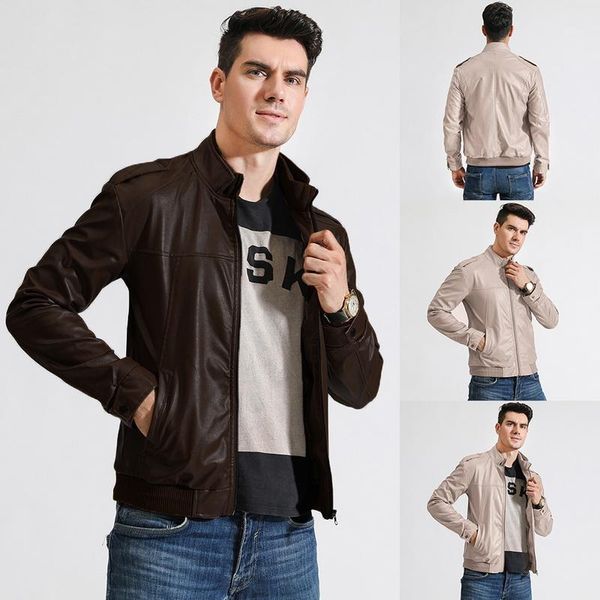 2019 men's leather biker casual jacket stand collar street style pu leather jackets men autumn solid 3xl fashion men jacket1, Black
2019 men's leather biker casual jacket stand collar street style pu leather jackets men autumn solid 3xl fashion men jacket1, Black