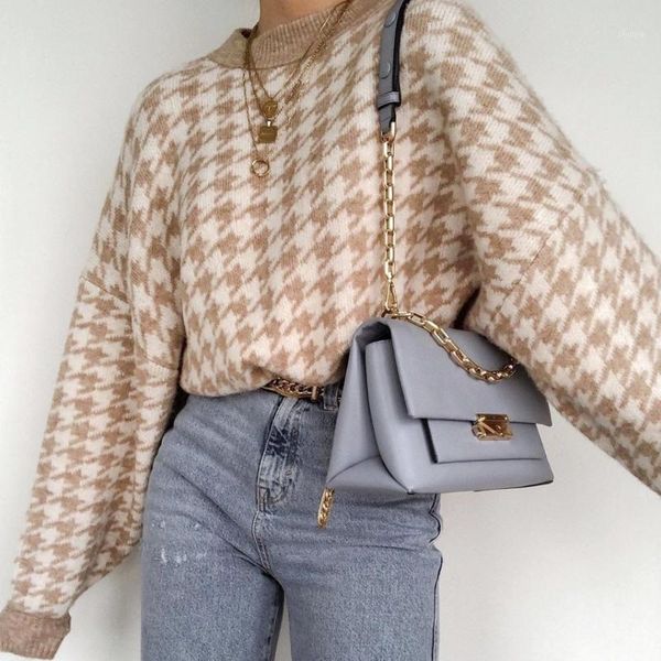 2021 women geometric khaki knitted casual houndstooth lady pullover knitwear female autumn winter loose retro sweater1, White;black
2021 women geometric khaki knitted casual houndstooth lady pullover knitwear female autumn winter loose retro sweater1, White;black
