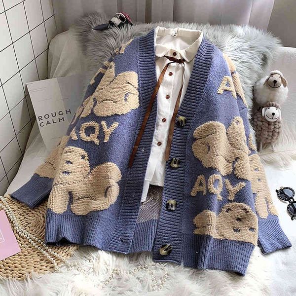 autumn winter women cardigan jacket 2021 cartoon print loose sweater coat v neck letter knitted woman clothes, White;black
autumn winter women cardigan jacket 2021 cartoon print loose sweater coat v neck letter knitted woman clothes, White;black