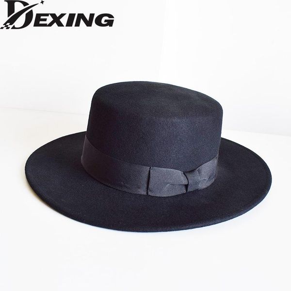 wide brim hats autumn winter leisure fedora flat black woolen hat men women bow felt jazz, Blue;gray
wide brim hats autumn winter leisure fedora flat black woolen hat men women bow felt jazz, Blue;gray