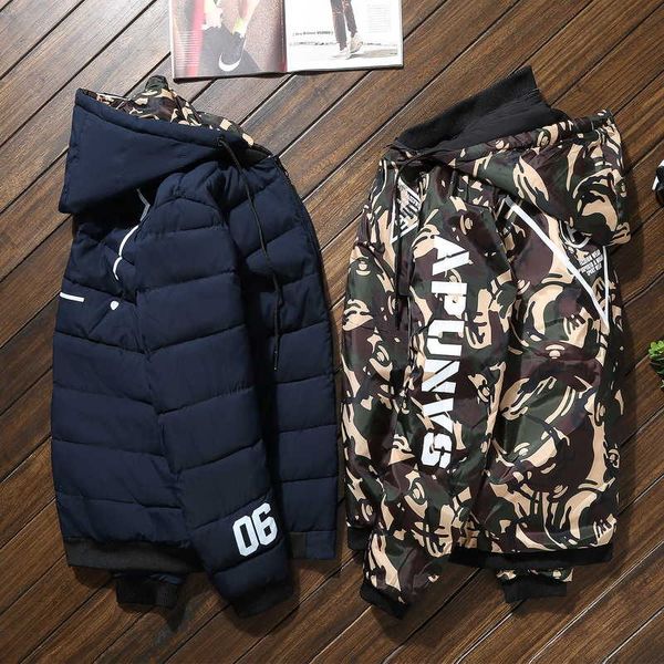 add large size down hooded jacket, thicken young man's double-sided casual coat and cotton padded jacket, Black
add large size down hooded jacket, thicken young man's double-sided casual coat and cotton padded jacket, Black
