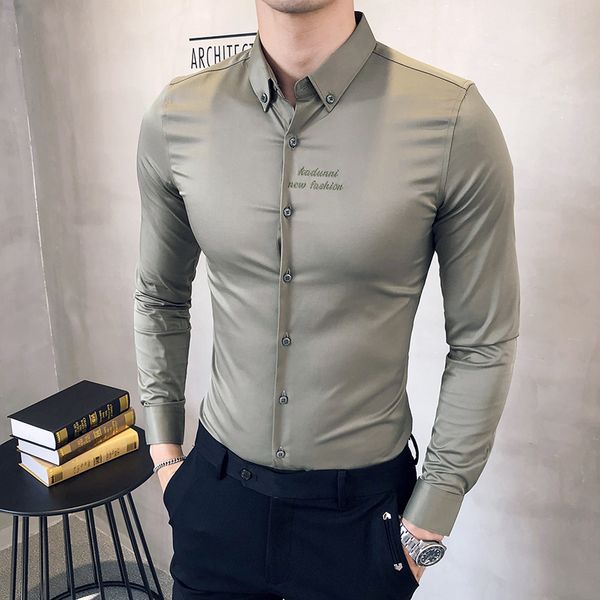 2019 solid color mens shirts dress business formal social shirt casual slim fit long sleeve shirt blouse homme c1210, White;black
2019 solid color mens shirts dress business formal social shirt casual slim fit long sleeve shirt blouse homme c1210, White;black