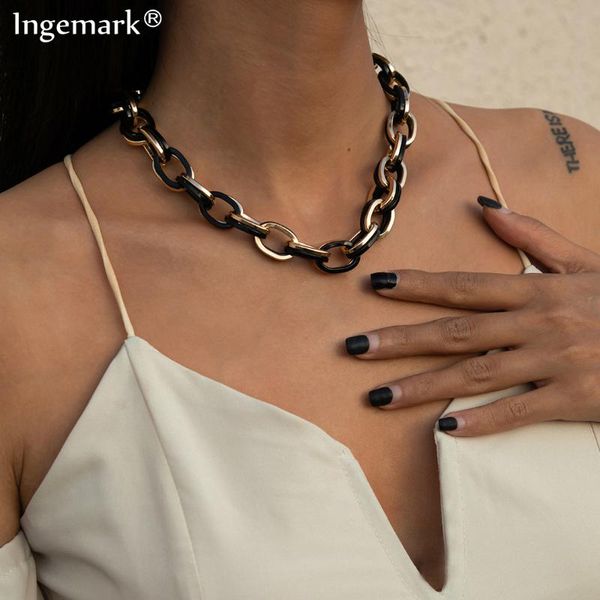 punk cuban curb aluminum chain necklace women men vintage black mix chunky thick link hip hop gothic clavicle jewelry gift, Silver
punk cuban curb aluminum chain necklace women men vintage black mix chunky thick link hip hop gothic clavicle jewelry gift, Silver