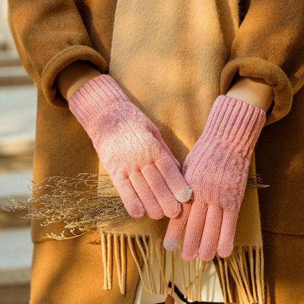five fingers gloves winter knitting wool warmth thickening cold-proof fluff riding five-finger mobile phone game touch screen women, Blue;gray
five fingers gloves winter knitting wool warmth thickening cold-proof fluff riding five-finger mobile phone game touch screen women, Blue;gray
