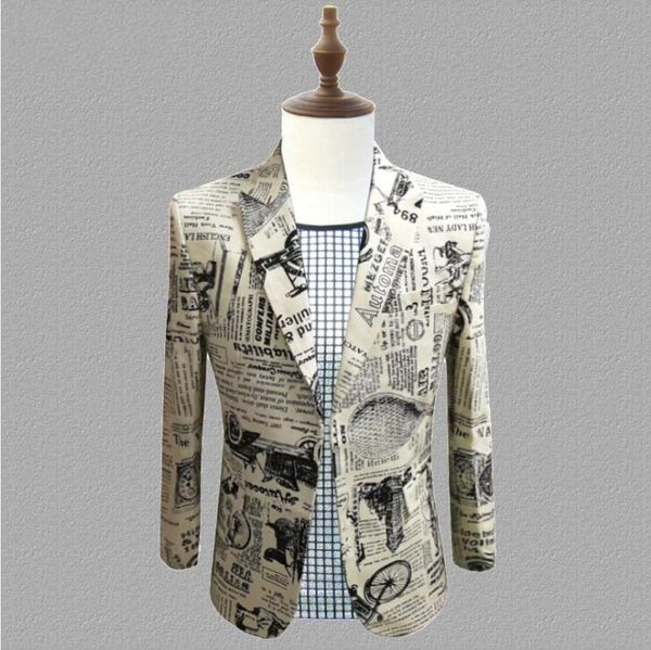 men's suits & blazers printing spaper jackets personalized costumes men wedding presenter dresses mens korean nightclubs bars dj s-5xl, White;black
men's suits & blazers printing spaper jackets personalized costumes men wedding presenter dresses mens korean nightclubs bars dj s-5xl, White;black
