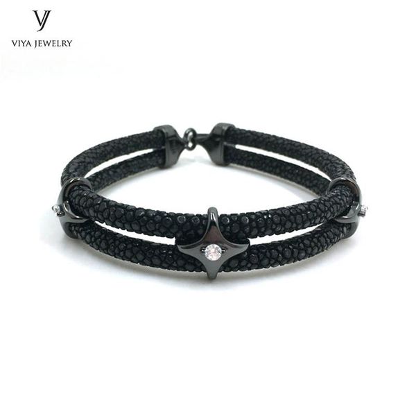 charm bracelets classic black leather bracelet for men full stingray with pure silver plated star jewelry, Golden;silver
charm bracelets classic black leather bracelet for men full stingray with pure silver plated star jewelry, Golden;silver