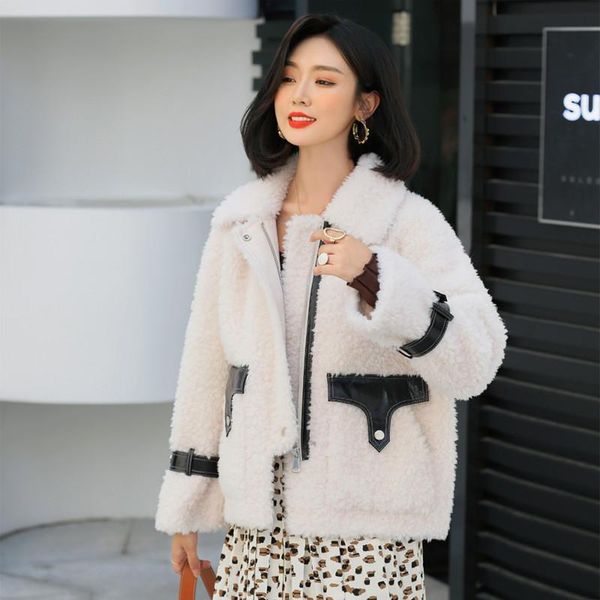 female 100% wool jacket real autumn winter clothes korean vintage sheep shearling fur coat manteau femme kg-211, Black
female 100% wool jacket real autumn winter clothes korean vintage sheep shearling fur coat manteau femme kg-211, Black