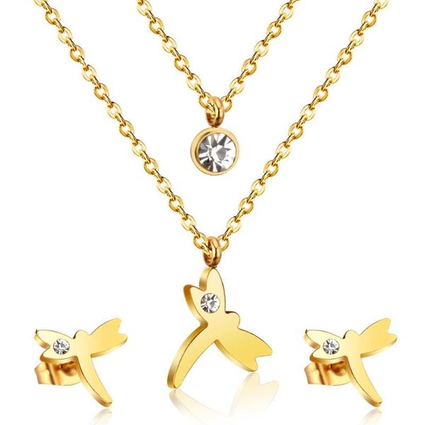 luxukisskids fashion dragonfly with round crystal pendant for women stainless steel double necklace earring sets, Silver
luxukisskids fashion dragonfly with round crystal pendant for women stainless steel double necklace earring sets, Silver
