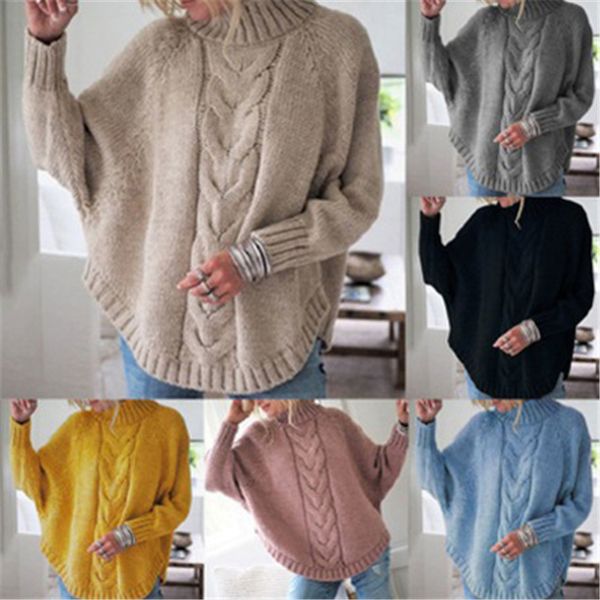 women batwing sleeve sweater fashion trend long sleeve high neck knitted pullover designer female winter plus size casual loose sweater, White;black
women batwing sleeve sweater fashion trend long sleeve high neck knitted pullover designer female winter plus size casual loose sweater, White;black
