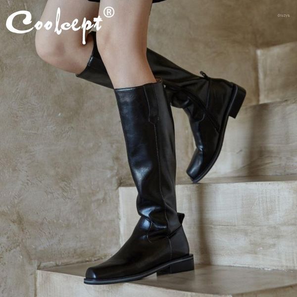 coolcept real leather women knee boots flats square toe zipper shoes warm boots winter fashion women party footwear size 34-401, Black
coolcept real leather women knee boots flats square toe zipper shoes warm boots winter fashion women party footwear size 34-401, Black