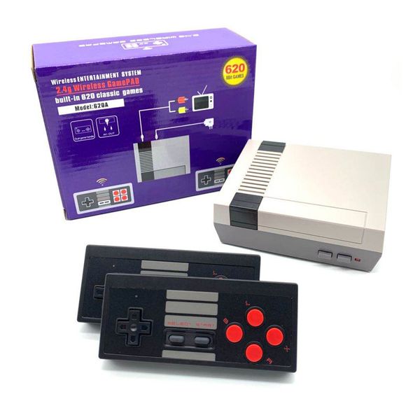 8 bit hd 2.4g wireless video game console retro tv console box av output dual player controller 620 classic nes games 
8 bit hd 2.4g wireless video game console retro tv console box av output dual player controller 620 classic nes games