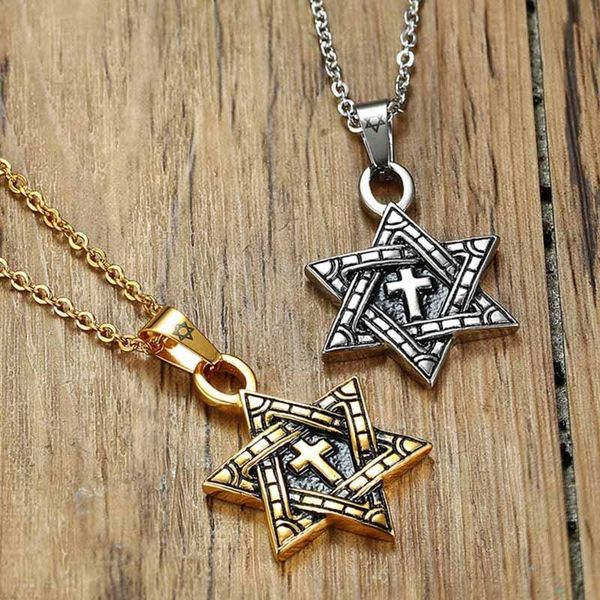 pendant necklaces 2021 six pointed star cross necklace stainless steel tide male retro personality student hip hop wild holiday gifts, Silver
pendant necklaces 2021 six pointed star cross necklace stainless steel tide male retro personality student hip hop wild holiday gifts, Silver