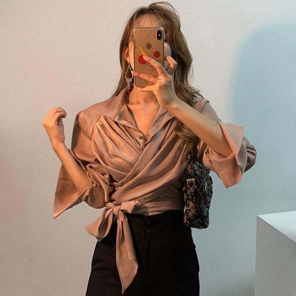 women's blouses & shirts sannian women shirt 2021 autumn retro cross tie design waist slim long-sleeved clothes woman, White
women's blouses & shirts sannian women shirt 2021 autumn retro cross tie design waist slim long-sleeved clothes woman, White