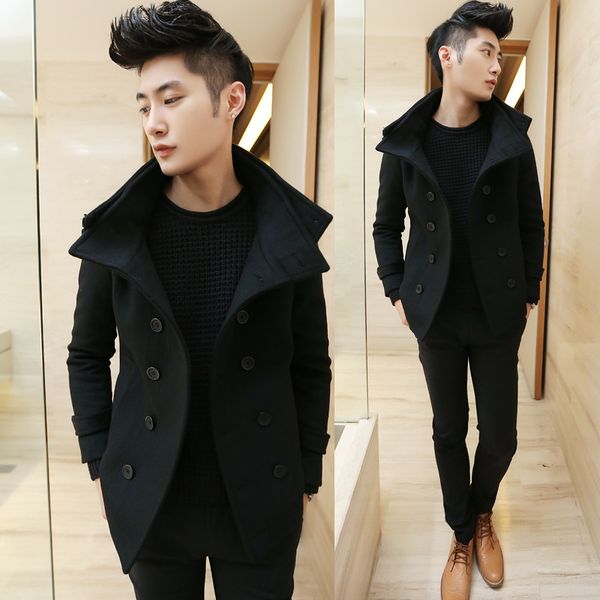 autumn and winter new korean slim double breasted taobao thickened wool windbreaker men's coat, Tan;black
autumn and winter new korean slim double breasted taobao thickened wool windbreaker men's coat, Tan;black