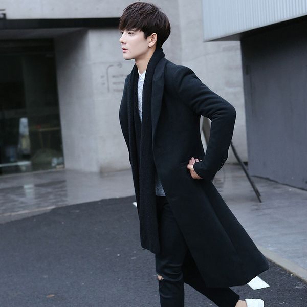 men's long woollen coat new korean youth thiened and slim tweed windbreaker in winter of 2019, Tan;black
men's long woollen coat new korean youth thiened and slim tweed windbreaker in winter of 2019, Tan;black