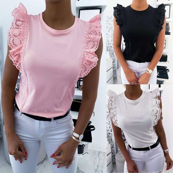 2020 women summer t-shirt patchwork ruffles decor sleeveless t-shirt summer o-neck solid black pink white t-shirts
2020 women summer t-shirt patchwork ruffles decor sleeveless t-shirt summer o-neck solid black pink white t-shirts