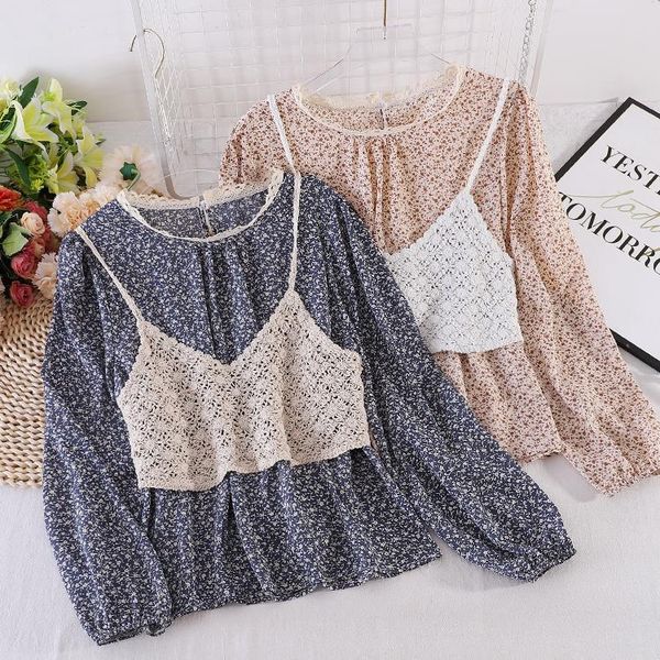 2225 french vintage floral shirt two-piece set women's chiffon lace collar + short crocheted knitted suspenders, White
2225 french vintage floral shirt two-piece set women's chiffon lace collar + short crocheted knitted suspenders, White