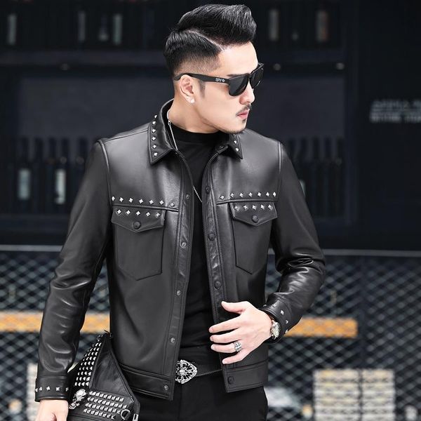 men's leather & faux genuine jacket men korean sheepskin coat short mens jackets spring autumn 2021 hommes veste pph3008, Black
men's leather & faux genuine jacket men korean sheepskin coat short mens jackets spring autumn 2021 hommes veste pph3008, Black