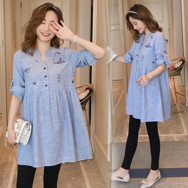 1915# patchwork cotton maternity blouse rolled up sleeve spring summer fashion shirt clothes for pregnant women pregnancy lj201118, White
1915# patchwork cotton maternity blouse rolled up sleeve spring summer fashion shirt clothes for pregnant women pregnancy lj201118, White